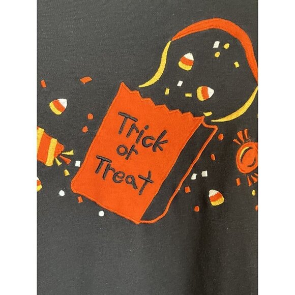 Chaus Top XL Black Pullover Halloween Embroidery Candy Preppy Granny Classic 80s - Picture 3 of 9